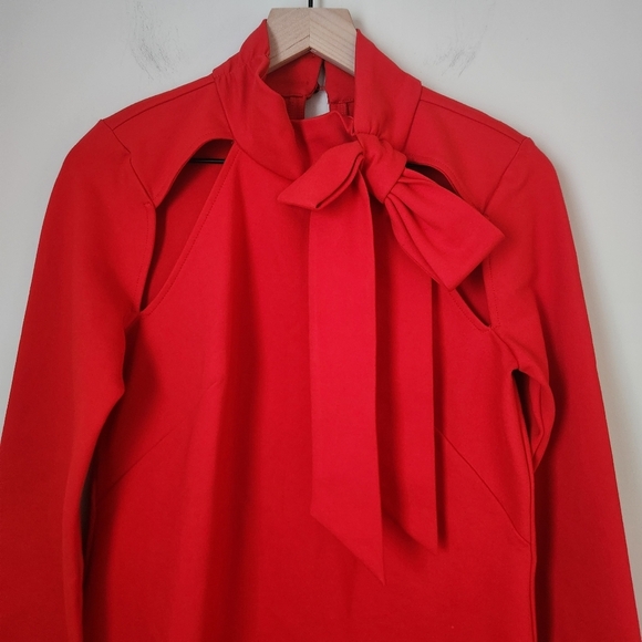 NWT Anthropologie | Maeve Neck Tie Shift Mini Holiday Dress in Red - Size S - Picture 3 of 12